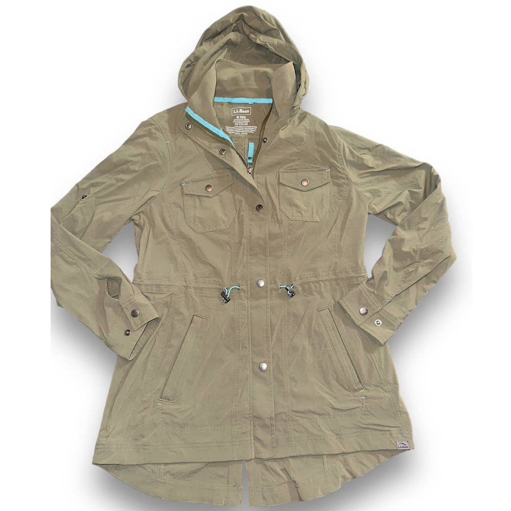 L.L. Bean Women's Rain Jacket Army Green- Size- Medium